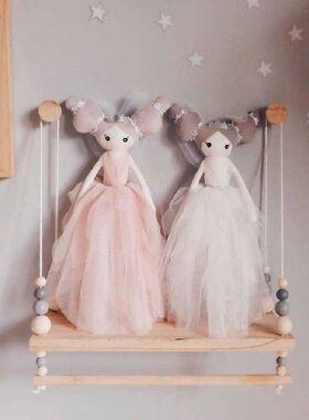 Creative Wood Bead Double Layer Wooden Wall Shelf Craft