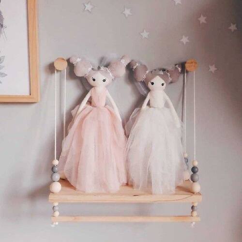 Creative Wood Bead Double Layer Wooden Wall Shelf Craft