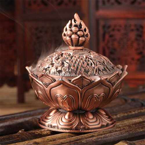 Lotus Incense Burner Zinc Alloy Jinta Incense Eight Treasure