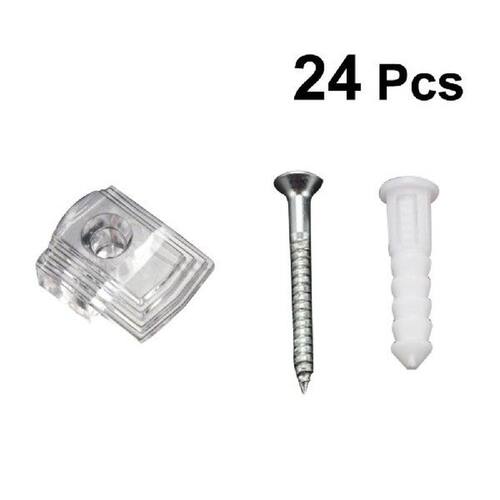 24pcs Clips for Wall Clear Mirror Holder Clip Screw and Anch