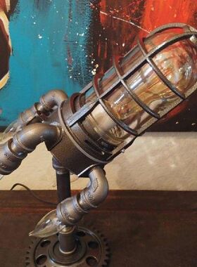Lamp Ornamental Rocket Lamp Rocket Shape Retro Metal Punk