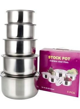 3pcs/5pcs Stainless Steel Soup pot Stock Pot Set with Lid Ki