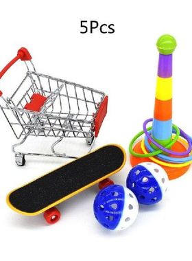 5PcsSet Parrot Training Toys Mini Shopping Cart Training