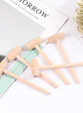 5pcs Wood Mini Hammer Knock Wooden Hammer Children Flat Toy