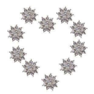 10pcs Crystal Diamante Flower Buttons Sewing Craft Flatback