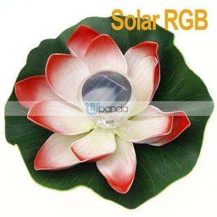 solar led lotus lamp floating rotating pond light garden po