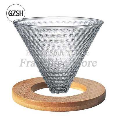 HZSH Ceramic/Wood Coffee Dripper Reusable Filters V60 Glass