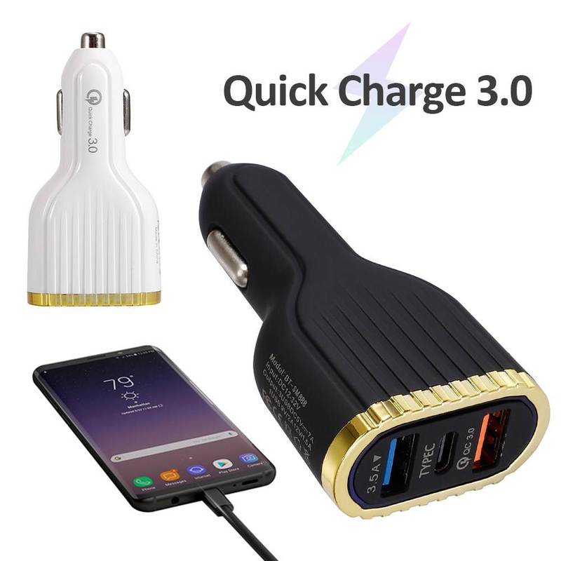 QC 3.0 3.5A Dual USB Car Charger Quick Charge With PD Port T