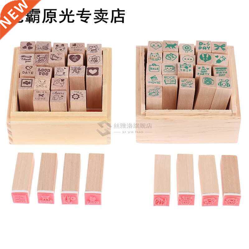 25 PCS Vintage Cartoon Character Stamp  Wooden Rubber Sta