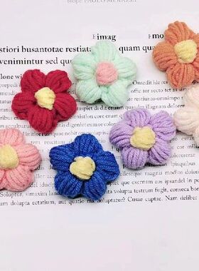 10pcs Colorful Knitting Flowers Appliques DIY Handicrafts