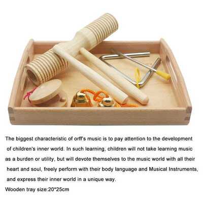 Wooden Montessori Instrut Set with Tray Orff Teaching Materi