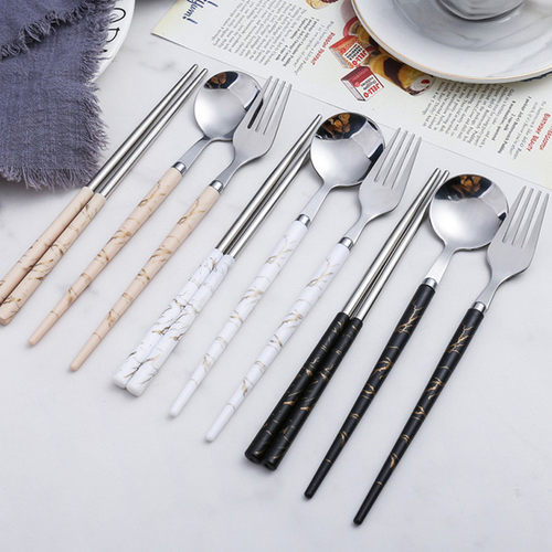 Marble Handle Dinnerware Sets Fork Spoon Knife Set Utensil