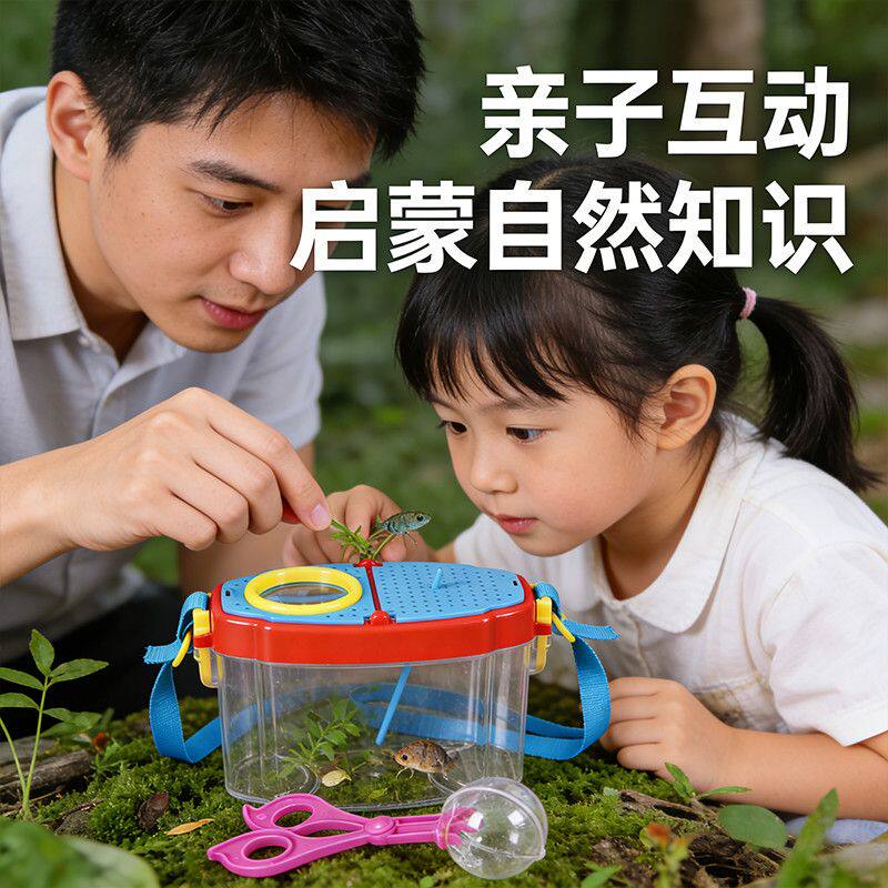 昆虫观察盒户外探索放大镜儿童昆虫收集器采集箱捕捉工具蝴蝶网笼