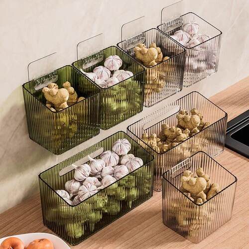Kitchen storage baskets and shelves, bathroom hanging basket