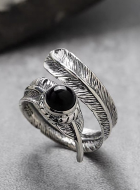 新品新款复古羽毛戒指男女滴釉做