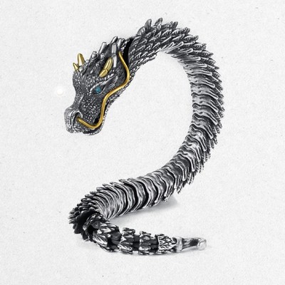 新品新款男士旧霸气十足龙头手链