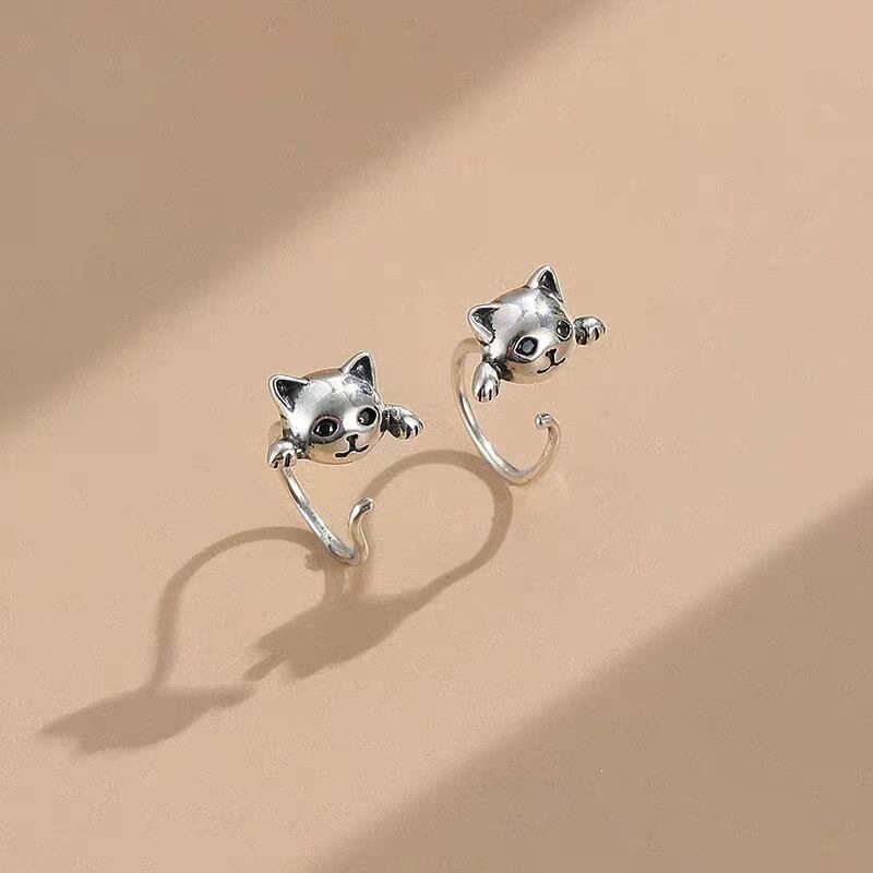复古可爱猫咪耳环独特小众设计高