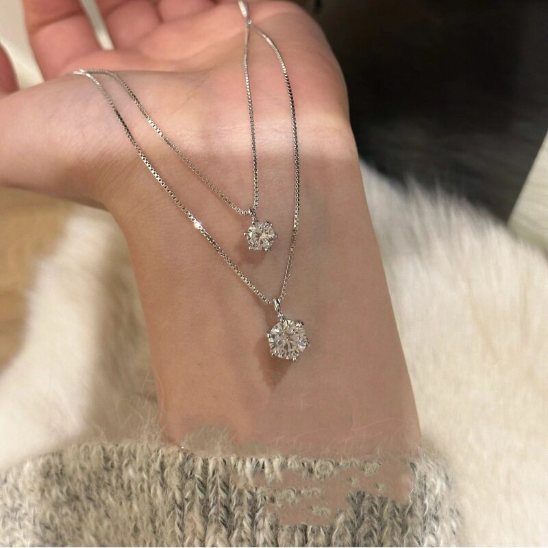 新款六爪单钻项链精致简约轻奢百