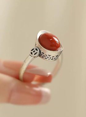 复古元宝戒指简约个性做旧国风南