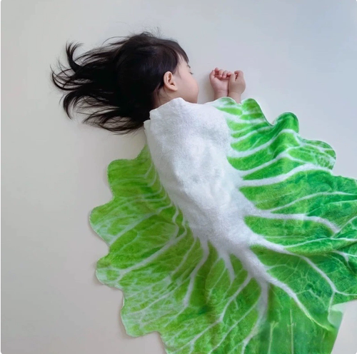 大白菜印花毛毯办公室午睡毯家用客厅卧室创意搞怪异形蔬菜毯毯子