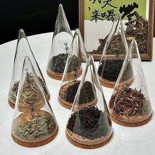 茶叶展示器中式茶馆九宫格锥形透明玻璃储物样品分类瓶闻香器具