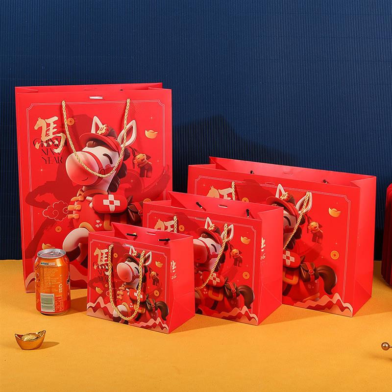 马年手提袋创意卡通国潮公司企业学校店铺节日活动礼品包装袋定制