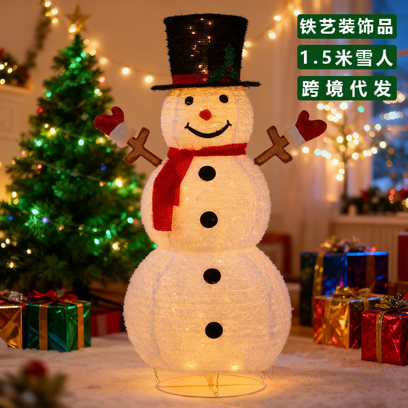 圣诞节装饰品发光圣诞雪人摆件