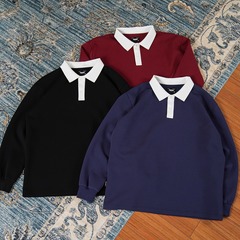 PROCANO25AW空气层拼色POLO衫蓬松挺阔抗皱舒适日常男女长袖t恤潮