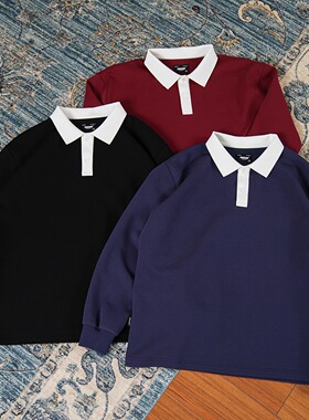 PROCANO25AW空气层拼色POLO衫蓬松挺阔抗皱舒适日常男女长袖t恤潮