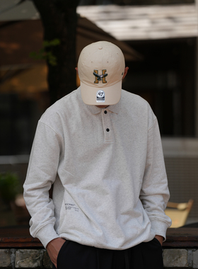 Procano23AW日系320g重磅宽松休闲翻领拉链口袋长袖t恤卫衣polo衫