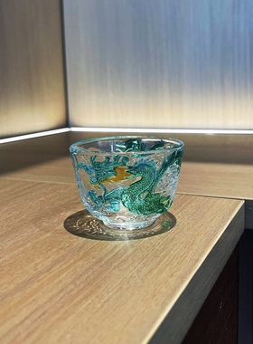 高端手工龙纹手绘水晶茶杯主人杯品茗杯HZX