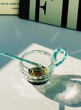 礼盒装高颜值水晶绿松石把手咖啡杯茶杯送勺子JJJJ