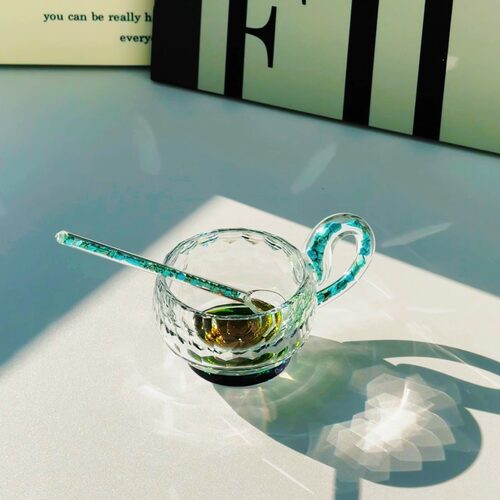 礼盒装高颜值水晶绿松石把手咖啡杯茶杯送勺子JJJJ