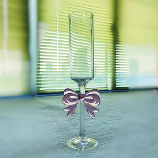 新款ins风小众领结高脚香槟杯酒杯耐热高硼硅玻璃杯SQ