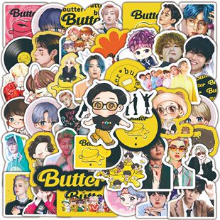 100张韩团BTS专辑Butter贴纸高颜值男团周边明星照装饰手账贴画