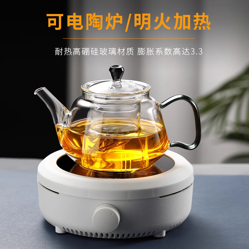 玻璃泡茶壶家用耐高温加厚烧水单壶茶水分离大容量煮茶器茶具套装