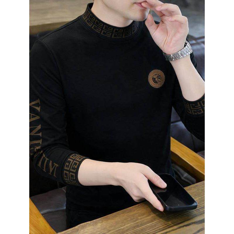 半高领德绒保暖长袖打底卫衣男