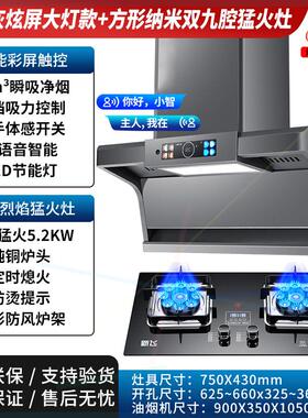 油烟机小智语音抽油烟机燃气灶套装家用吸油烟机液化气灶套餐