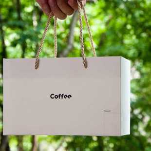简约风烘焙外包装 挂耳咖啡盒配套手提袋 咖啡盒通用纸袋子50个