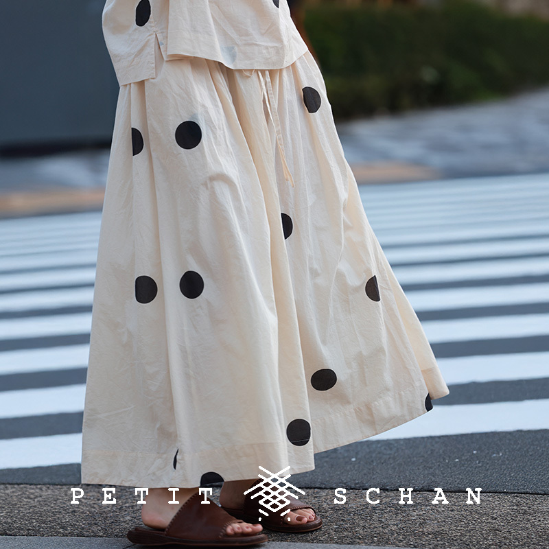 小闪法式纯棉波点半身裙