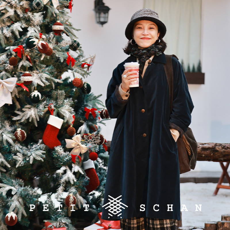 Petit Schan小闪 雀翎 纯棉平绒染色长外套