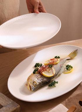 Large White Ceramic Platter Oval Serving Dish for Fish Meals
