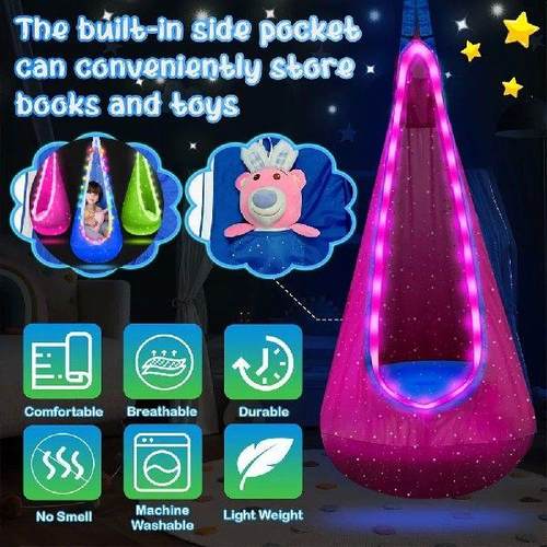 Light Up Kids Pod Swing Seat Cotton Hanging Chair 4 Light