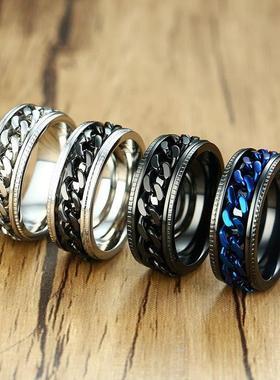 Anxiety Fidget Ring For Men Punk Titanium Stainless Steel Bl