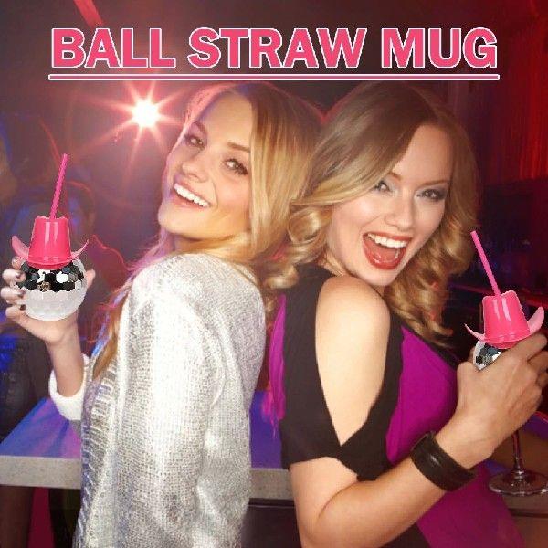 600ml Water Bottle with Straw Cowboy Hat Round Ball Cup