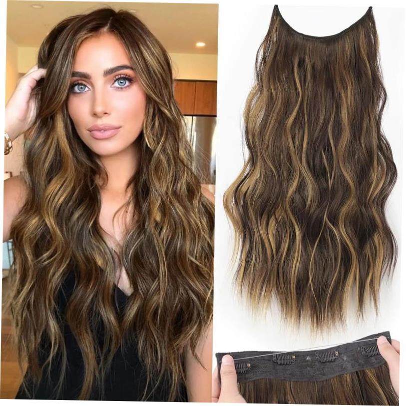 22 Inch Invisible Wire Hair Extensions 4 Clips In Natural Sy
