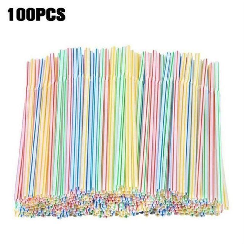 100pcs/Set Black Cocktail Straws Black Plastic Straw For Bir