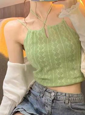 Solid Colour Halter Sweet Slim Tank ops Women Summer Sexy Ex