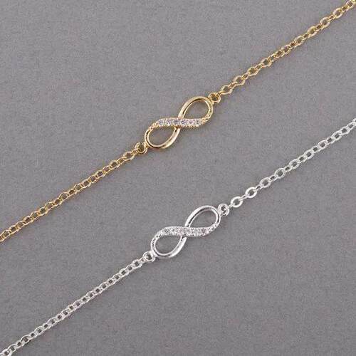 Kinitial Hot Infinity Number 8 Chain Bracelet CZ Infinity Br