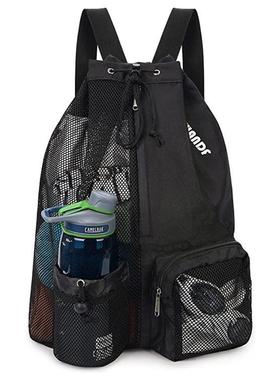 Swimming bag mesh drawstring backpack with wet bag beach ba